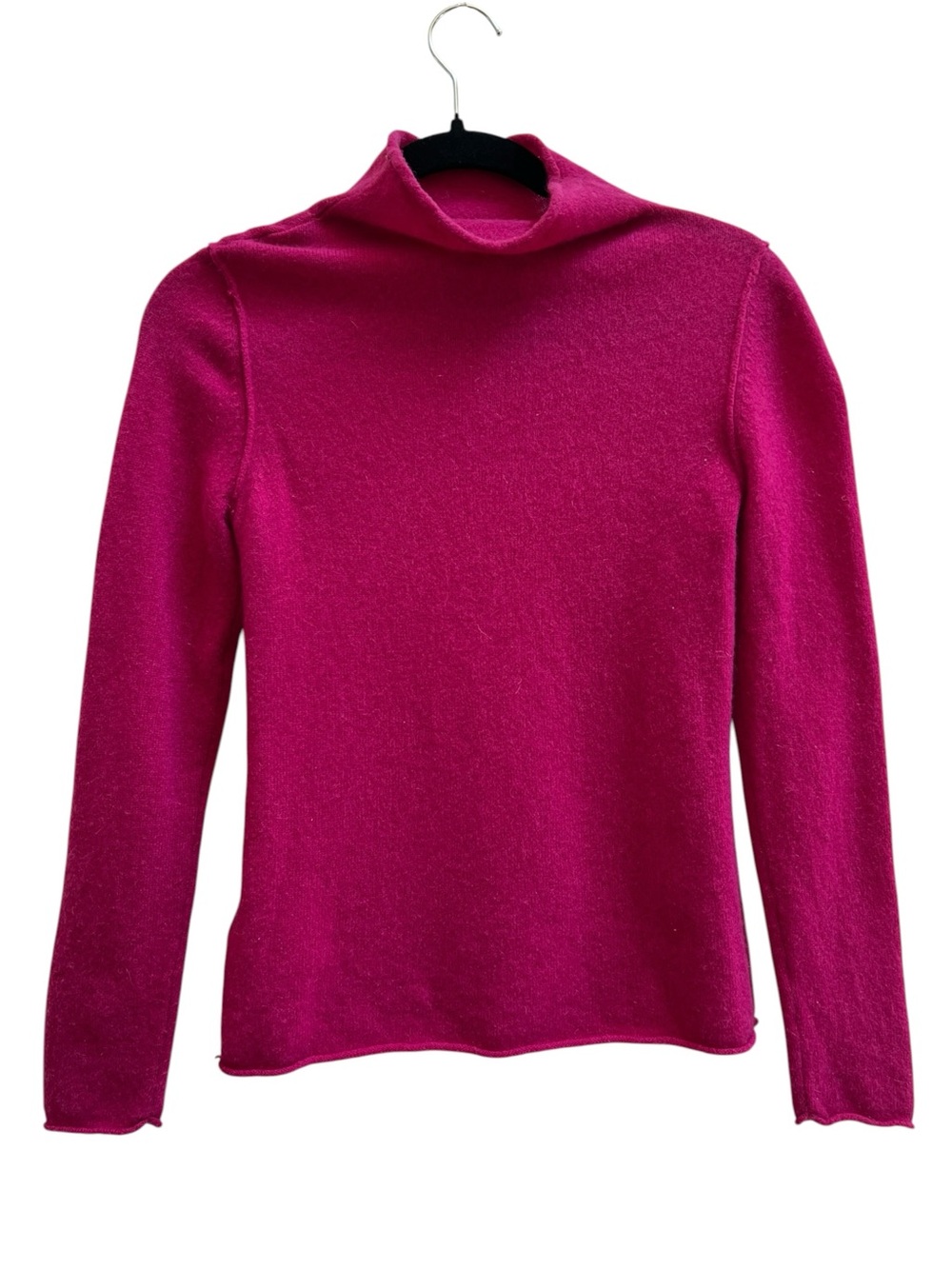 Nicole Miller New York 100% 2-Ply Cashmere Mock Neck Sweater Pink S Barbiecore